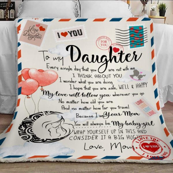 To My Daughter Blanket - Love Letter Mom Fleece Blanket Sherpa Blanket