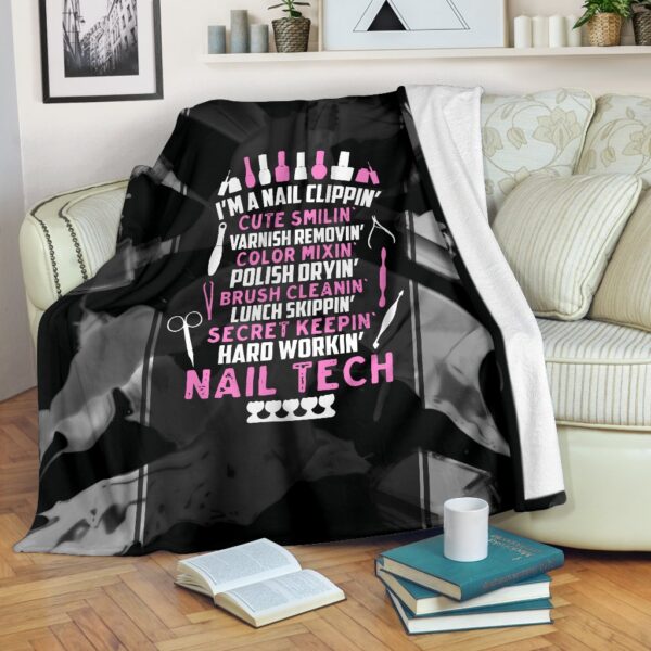 Hard Workin Nail Tech Fleece Blanket Sherpa Blanket