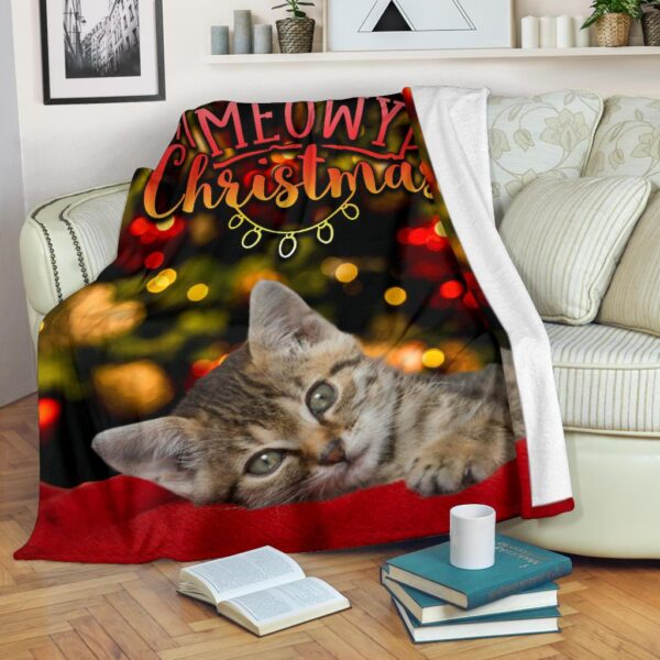 Meowy Christmas Fleece Blanket Sherpa Blanket
