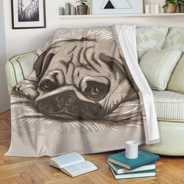 Sleepy Pug Fleece Blanket Sherpa Blanket