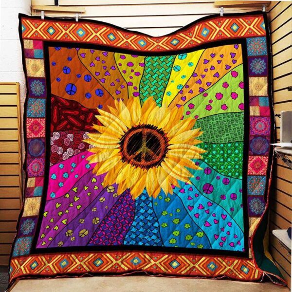 Hippie Sunflower 3D All Over Printed  Fleece Blanket Sherpa Blanket