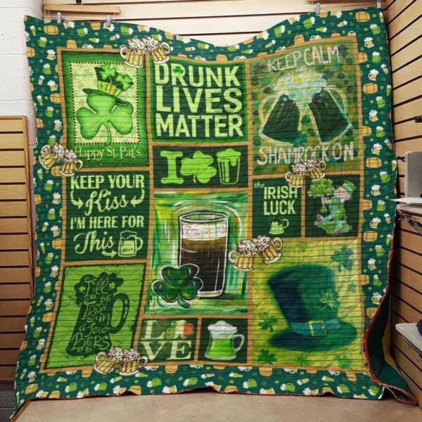Irish Beer Patrick Day 3D Over Printed Fleece Blanket Sherpa Blanket