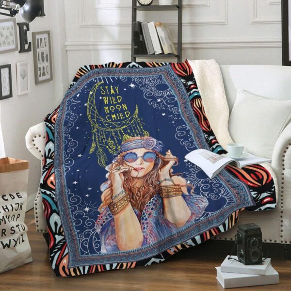 Hippie Girl 3D All Over Printed  Fleece Blanket Sherpa Blanket