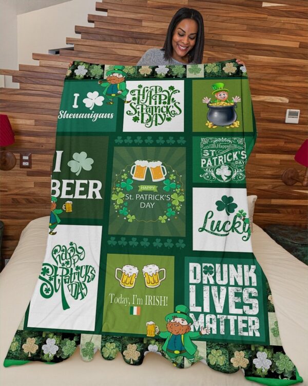 St. Patrick’s Day Irish 3D All Over Printed Throw Fleece Blanket Sherpa Blanket