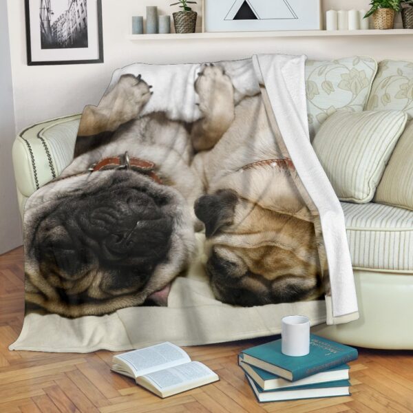 Tired Pug Buddies Fleece Blanket Sherpa Blanket - Pug Bestseller