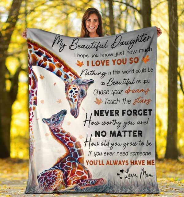 To My Daugter, I Love You So, Giraffe 3D All Over Printed Fleece Blanket Sherpa Blanket