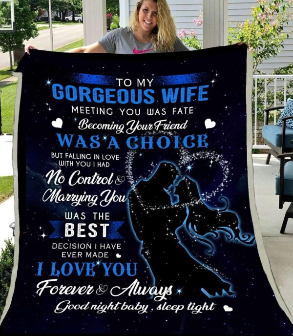 To My Gorgeous Wife Meeting You Was Fate 3D All Over Printed Fleece Blanket Sherpa Blanket