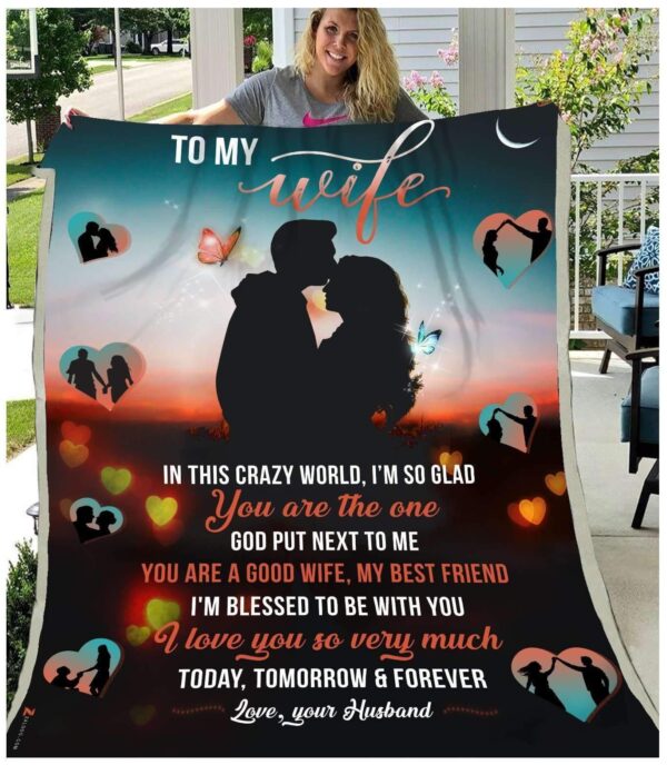 Family To My Wife 3D All Over Printed Fleece Blanket Sherpa Blanket