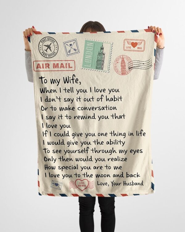 To My Wife, Air Mail 3D All Over Printed Fleece Blanket Sherpa Blanket