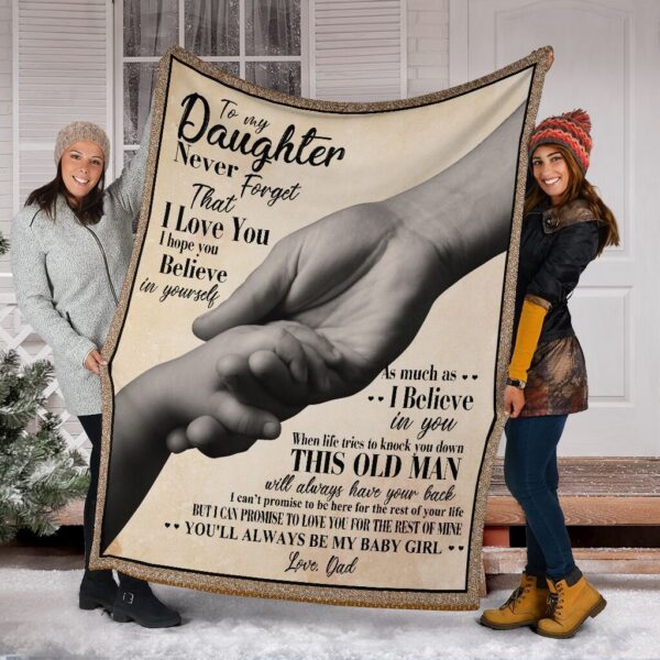 To Daughter Holding Hand 3D All Over Printed Fleece Blanket Sherpa Blanket