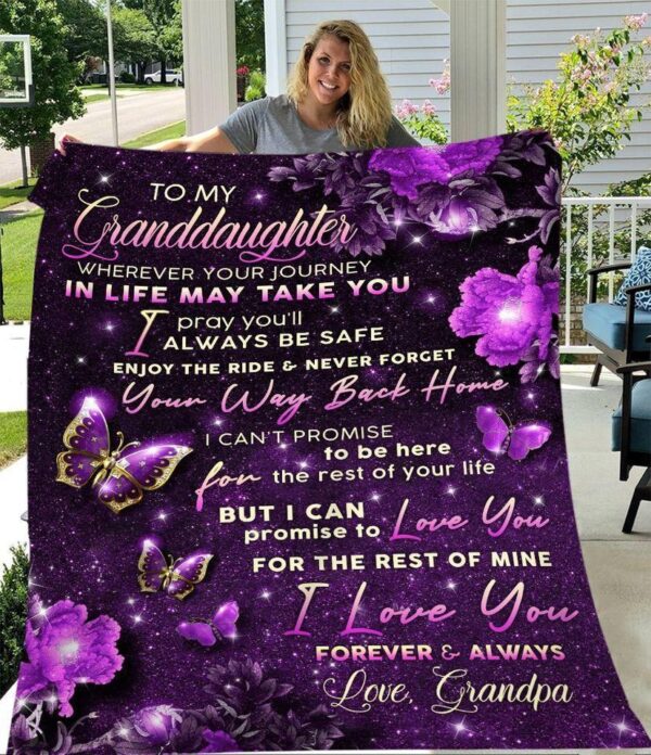 To Granddaughter, I Love You Forever & Always 3D All Over Printed Fleece Blanket Sherpa Blanket