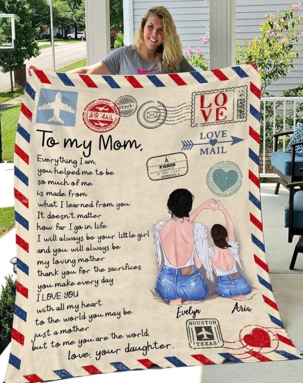 To My Mom Letter I am you helped me to be Fleece Blanket Sherpa Blanket For Mom From Daughter 3D All Over Printed Fleece Blanket Sherpa Blanket