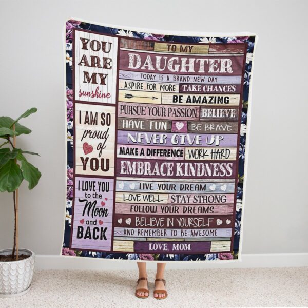 To My Daughter- Love,Mom 3D All Over Printed Fleece Blanket Sherpa Blanket
