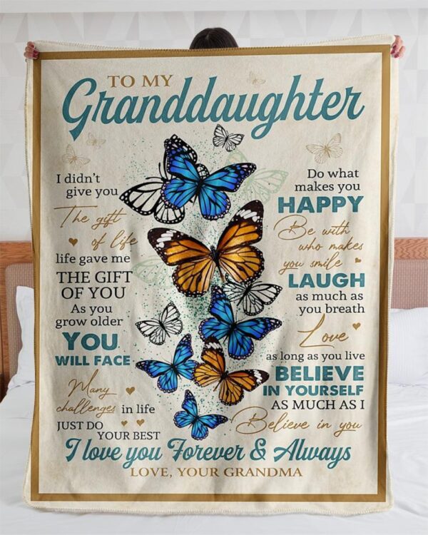 To My Granddaughter Always Love 3D All Over Printed Fleece Blanket Sherpa Blanket