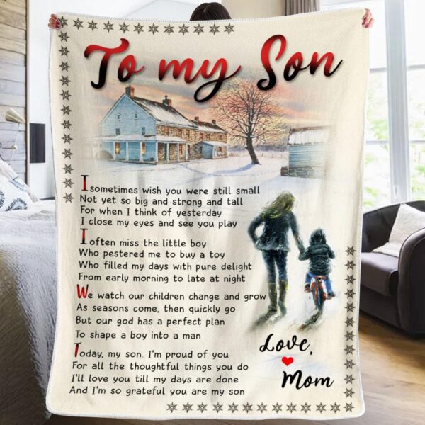 Mom To Son - I'm Proud Of You 3D All Over Printed Fleece Blanket Sherpa Blanket