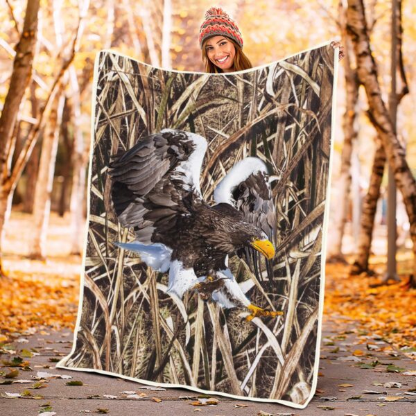 Snow Eagle Hunting 3D All Over Printed Fleece Blanket Sherpa Blanket