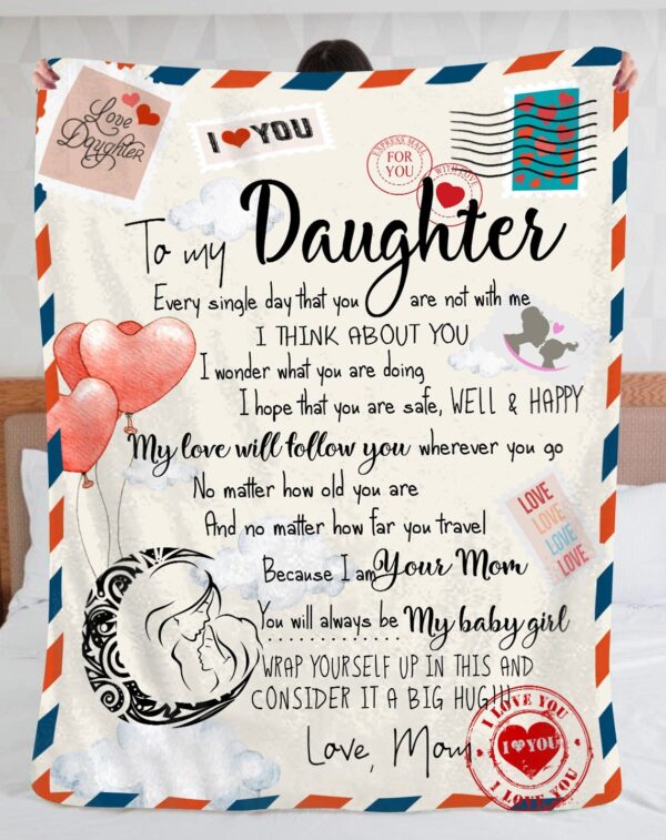 To My Daughter Fleece Blanket Sherpa Blanket - Love Letter Mom 3D All Over Printed Fleece Blanket Sherpa Blanket