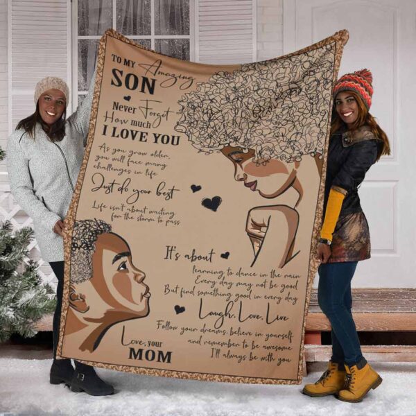 To My Amazing Son - African American Fleece Blanket Sherpa Blanket