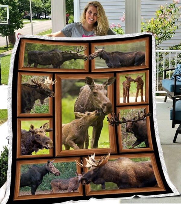 Moose Cute Theme Fleece Blanket Sherpa Blanket