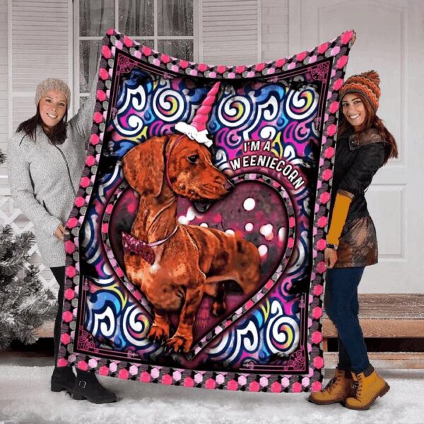 Dachshund Dog I am a weeniecorn Fleece Blanket Sherpa Blanket