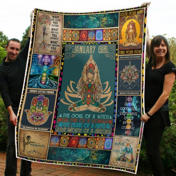 January Girl The Soul Of Mermaid Yoga Namaste Fleece Blanket Sherpa Blanket