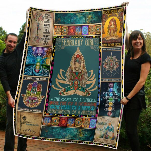 February Girl The Soul Of Mermaid Yoga Namaste Fleece Blanket Sherpa Blanket