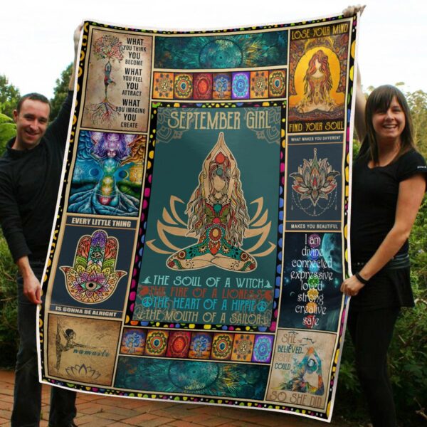 September Girl The Soul Of Mermaid Yoga Namaste Fleece Blanket Sherpa Blanket