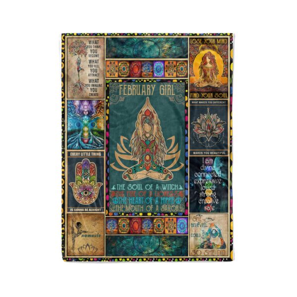 February Girl The Soul Of Mermaid Yoga Namaste Fleece Blanket Sherpa Blanket