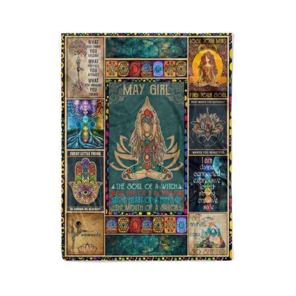 May Girl The Soul Of Mermaid Yoga Namaste Fleece Blanket Sherpa Blanket