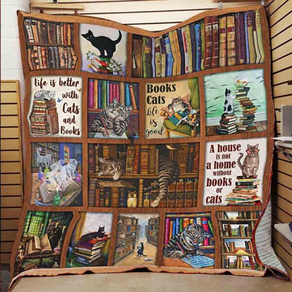 Book Cat Blanket Hippie Book Blanket Life Is Better With Cats And Books Quilt New Designs Cats LoversFleece Blanket Sherpa Blanket