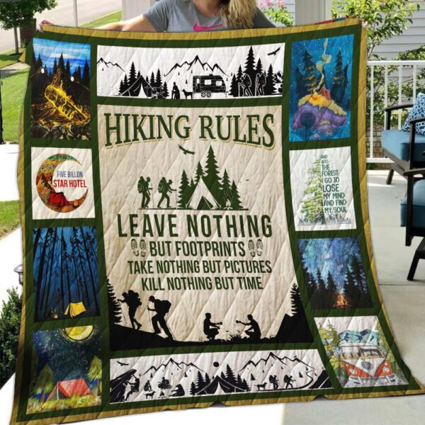 Hiking Rules Leave Nothing But Footprints Take Nothing But Pictures Kill Nothing But Time Fleece Fleece Blanket Sherpa Blanket