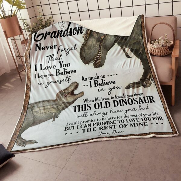 My Amazing Grandson Dinosaurs Believe In Yourself Gift From Nene Fleece Blanket Sherpa Blanket