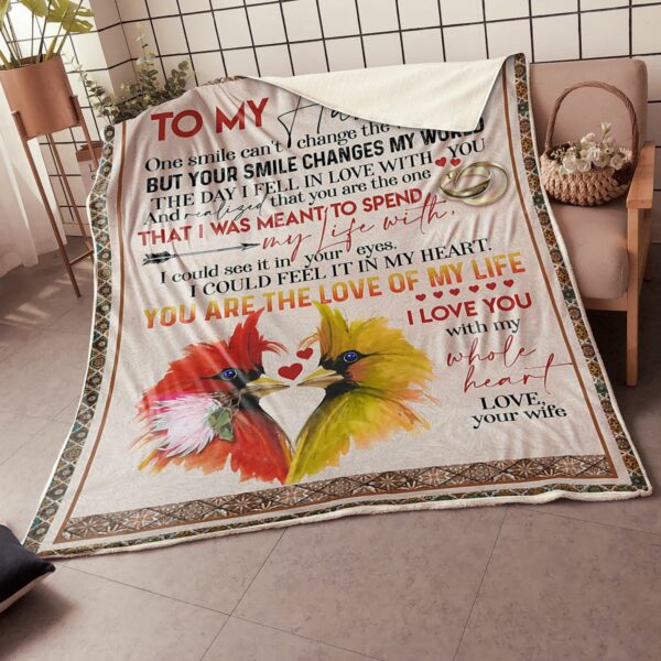 My Husband Cardinal Couple With Protea Flower Fleece Blanket Sherpa Blanket