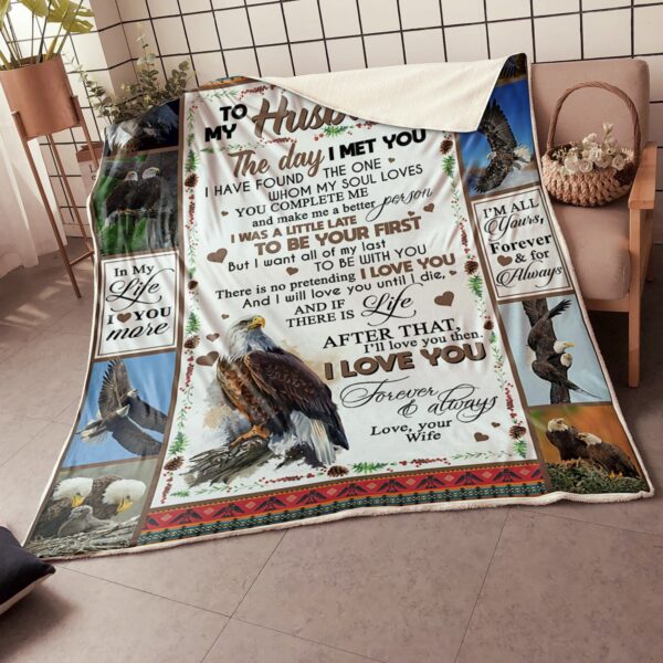 My Husband Eagle Couple You Complete Me Gift From Wife Fleece Blanket Sherpa Blanket