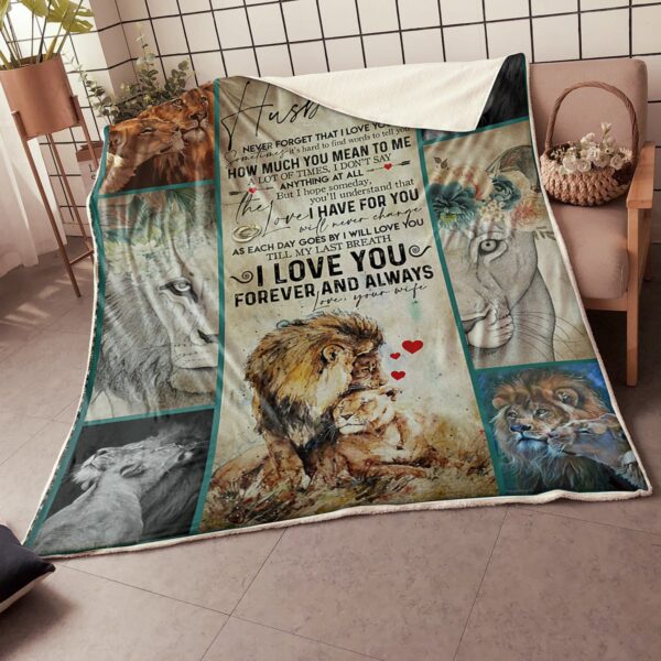 My Husband Lion Couple How Much You Mean To Me Gift From Wife Fleece Blanket Sherpa Blanket