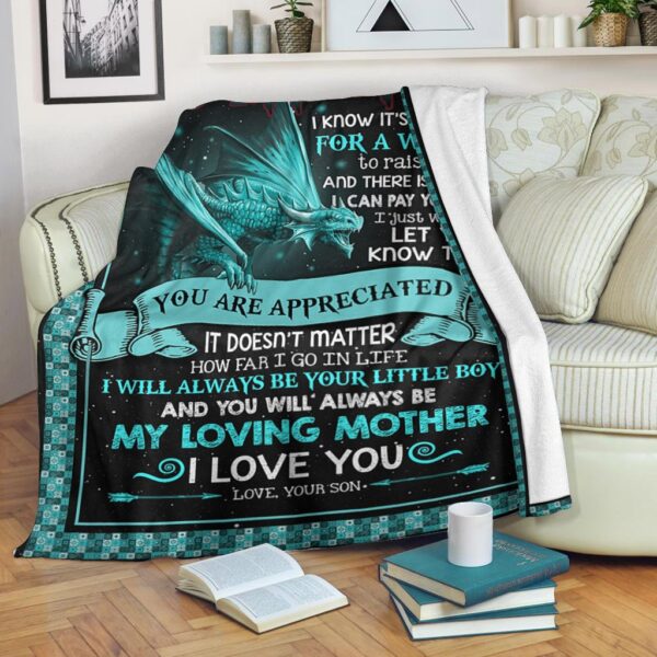 My Mom Dragon It's Not Easy To Raise A Man Gift From Son Fleece Blanket Sherpa Blanket