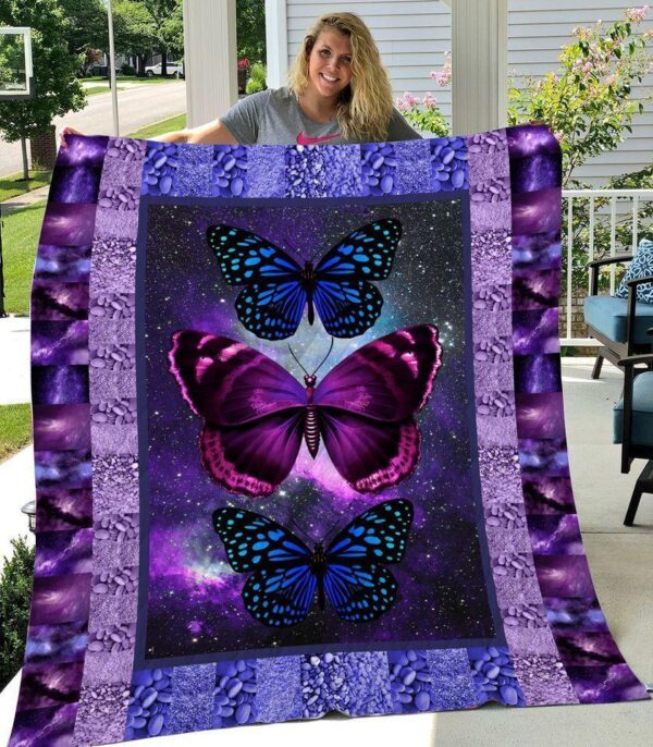Galaxy Butterfly Fleece Blanket - Sherpa Blanket