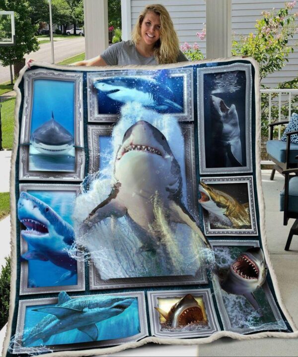 Shark Scary Fleece Blanket - Sherpa Blanket