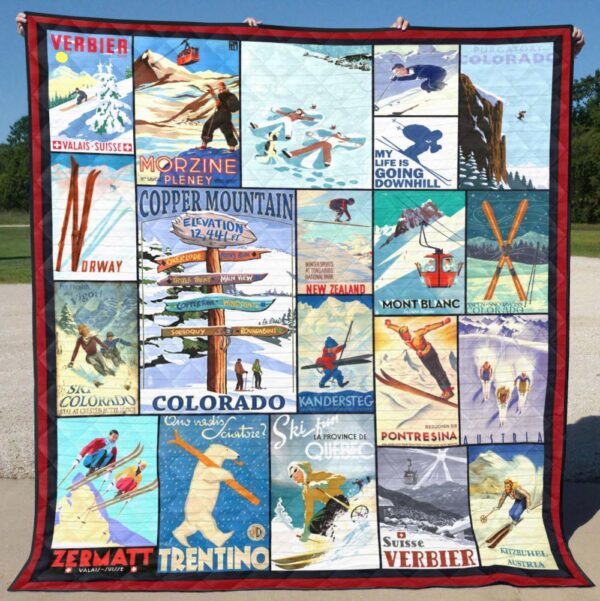Skiing Colorado Fleece Blanket - Sherpa Blanket