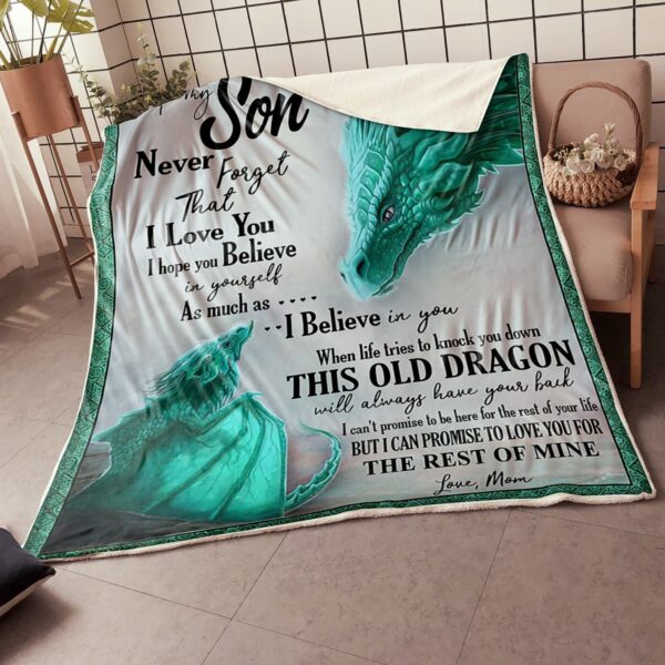 My Son Dragon Always Have Your Back Gift From Mom Fleece Blanket Sherpa Blanket