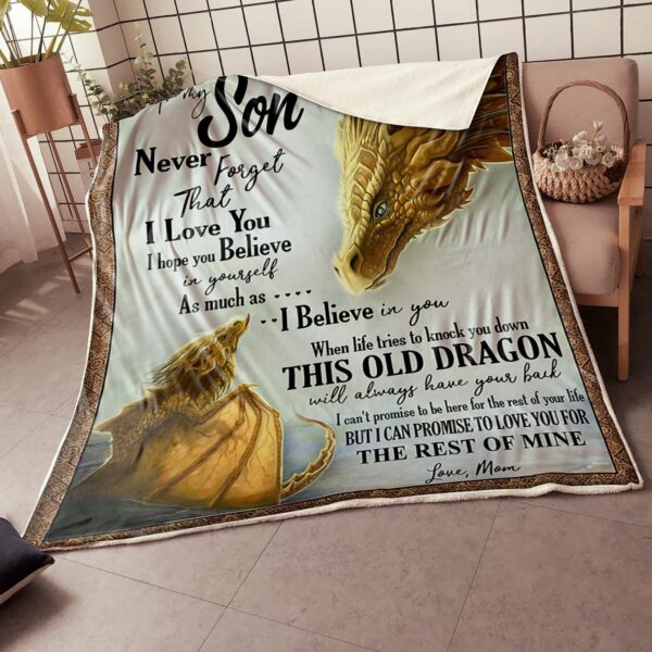 My Son Dragon Believe In Yourself Gift From Dad Fleece Blanket Sherpa Blanket