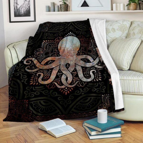 Octopus Mandala Fleece Blanket - Sherpa Blanket