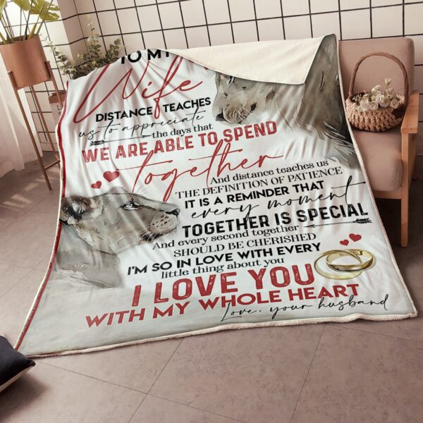My Wife Lion Couple I Love You With My Whole Heart Gift From Husband Fleece Blanket Sherpa Blanket