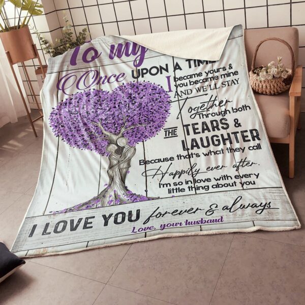 My Wife Tree Of Life Once Upon A Time Happily Ever After Gift From Husband Fleece Blanket Sherpa Blanket