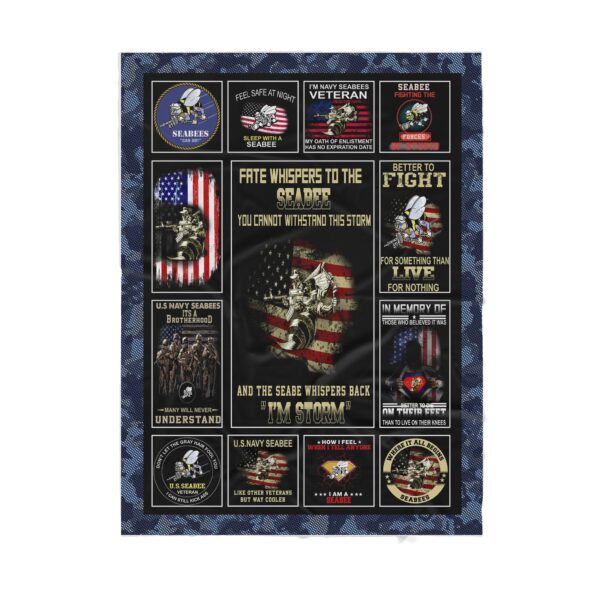 Seabee Veteran Fleece Blanket Sherpa Blanket