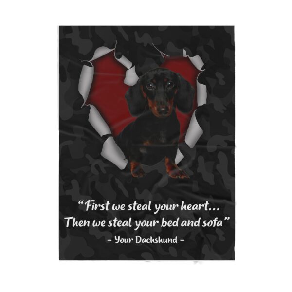 First We Steal Your Heart Then We Steal Your Bed And Sofa Dachshund Lovers Gift Fleece Blanket Sherpa Blanket