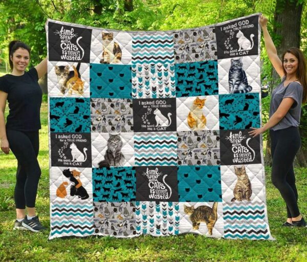 I Asked God For A True Friend So He Sent Me A Cat Fleece Fleece Blanket Sherpa Blanket