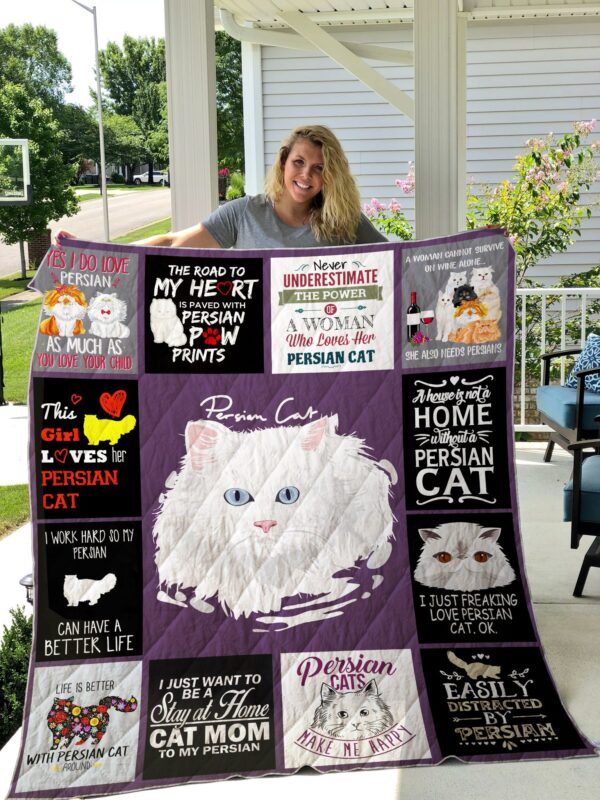 I Freaking Love Persian Cat White Cute Adorable Cat Fleece Fleece Blanket Sherpa Blanket