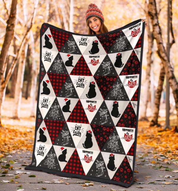 Happiness Is Cat Gift For Cat Lovers Fleece Fleece Blanket Sherpa Blanket