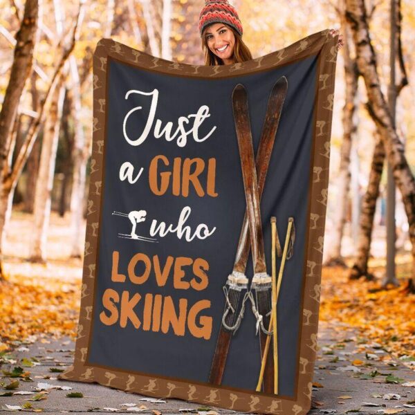 Just A Girl Who Love Skiing Gift For Women Fleece Fleece Blanket Sherpa Blanket